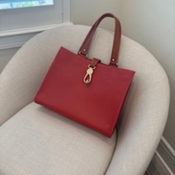 DOONEY & BOURKE RICH RED PEBBLE LEATHER MULTI PURPOSE TOTE/BRIEFCASE - Picture 1 of 5